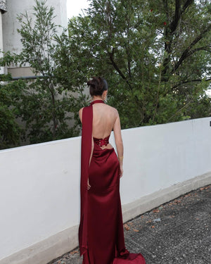 Satin Slip Maxi Dress Femme Elara