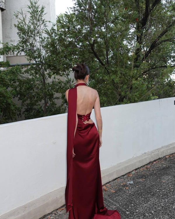 Satin Slip Maxi Dress Femme Elara