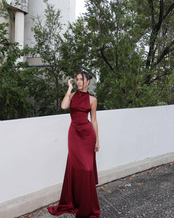 Satin Slip Maxi Dress Femme Elara