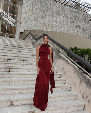 Satin Slip Maxi Dress Femme Elara