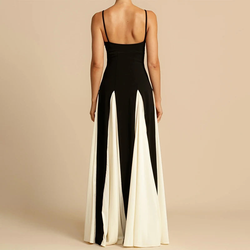 Monochrome Elegance Maxi Dress