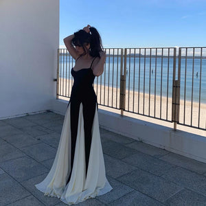 Monochrome Elegance Maxi Dress