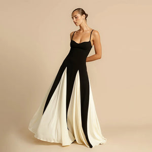 Monochrome Elegance Maxi Dress