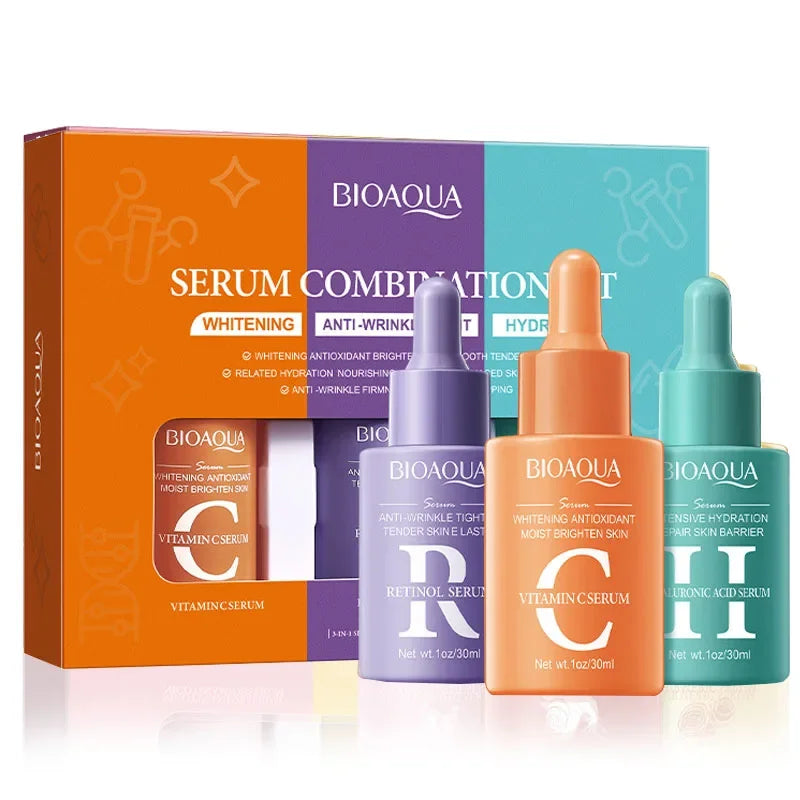 Bioaqua Facial Serum Kit – Hydrating & Anti-Wrinkle: Vitamin C, Retinol & Hyaluronic Acid