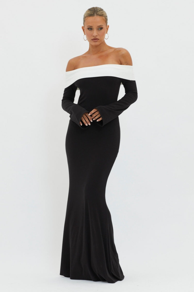 Elora Off-Shoulder Knit Maxi Dress