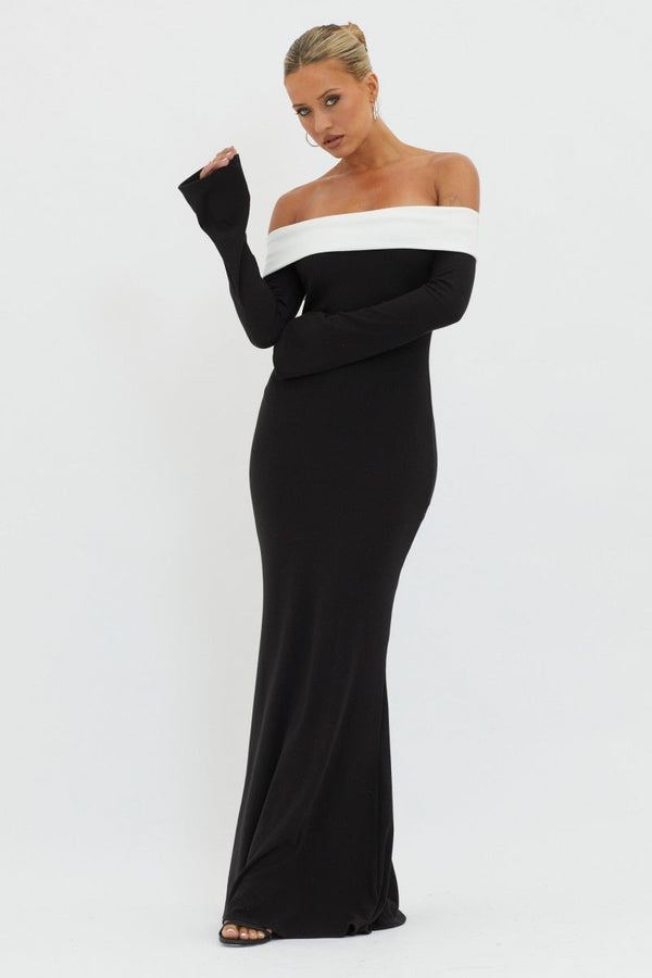 Elora Off-Shoulder Knit Maxi Dress