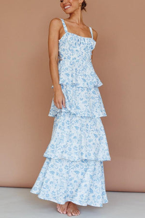 Floral Blue Serenade Midikleid