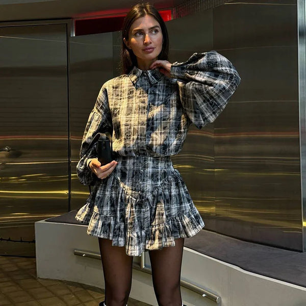 Luna Plaid – Mini Skirt Set