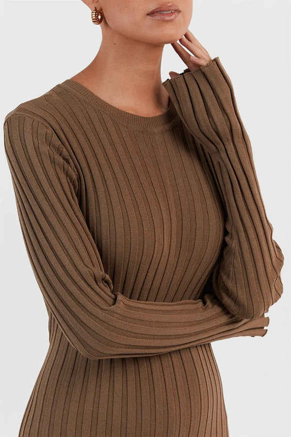 Alessia Rippstrick-Maxikleid mit ausgestelltem Rock