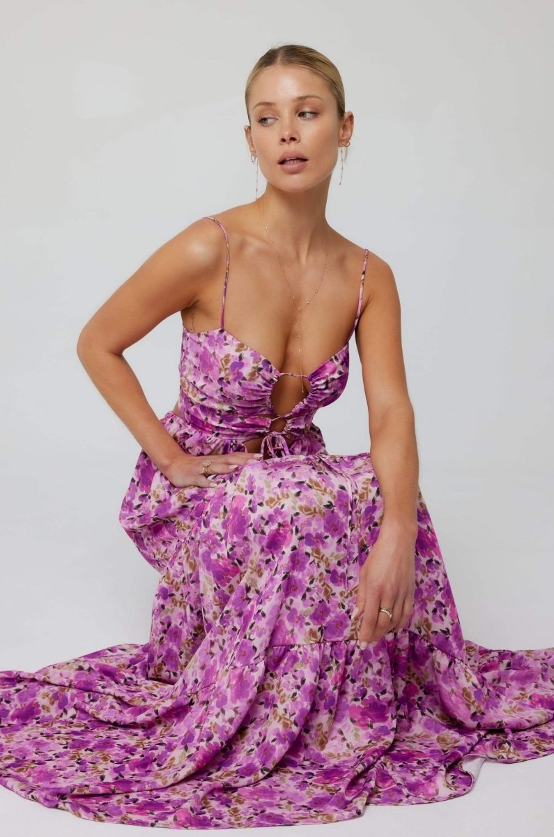 Maya Floral Tiered Cut-out Maxi Dress