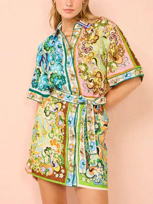 Aurora Satin Printed Mini Dress