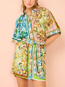 Aurora Satin Printed Mini Dress