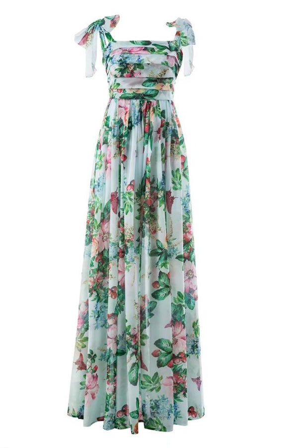 Selena Maxikleid mit floralen Rüschen