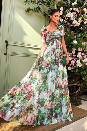 Selena Maxikleid mit floralen Rüschen