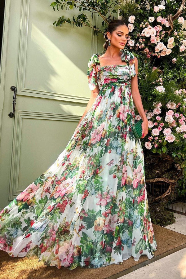 Selena Maxikleid mit floralen Rüschen