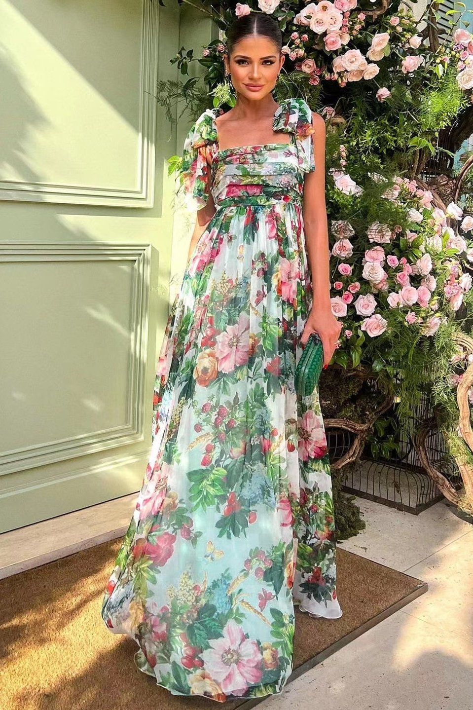Selena Maxikleid mit floralen Rüschen