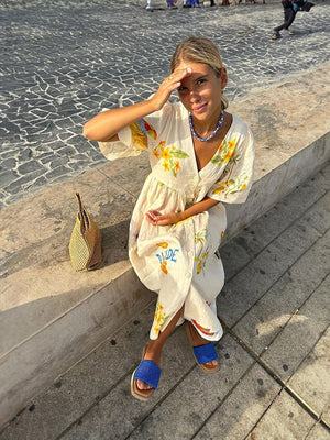 Allegra Folk Floral Midikleid mit Puffärmeln