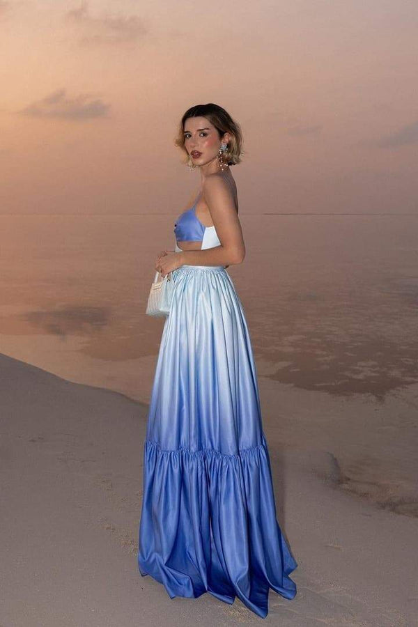 Serena Ombre Satin Maxikleid