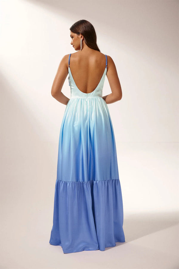 Serena Ombre Satin Maxikleid