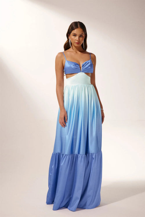 Serena Ombre Satin Maxikleid