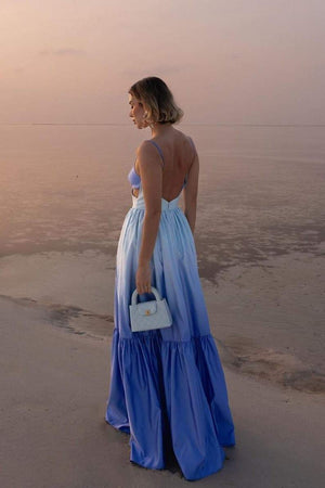 Serena Ombre Satin Maxikleid