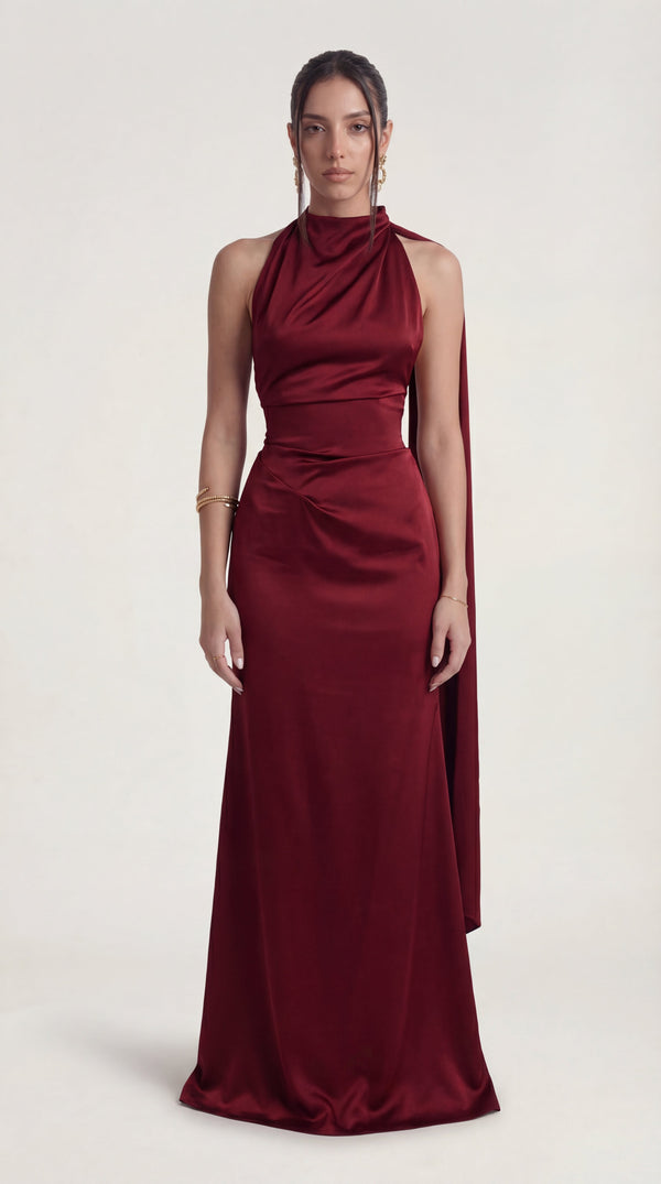 Satin Slip Maxi Dress Femme Elara