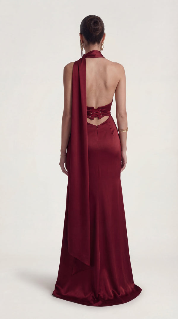 Satin Slip Maxi Dress Femme Elara