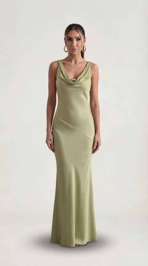 Satin Halter Maxi Dress Femme Nora