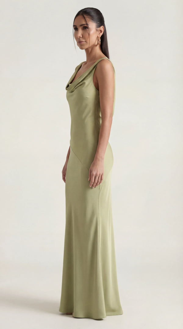 Satin Halter Maxi Dress Femme Nora
