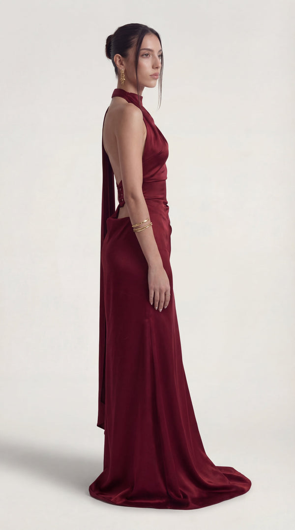 Satin Slip Maxi Dress Femme Elara