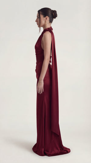 Satin Slip Maxi Dress Femme Elara