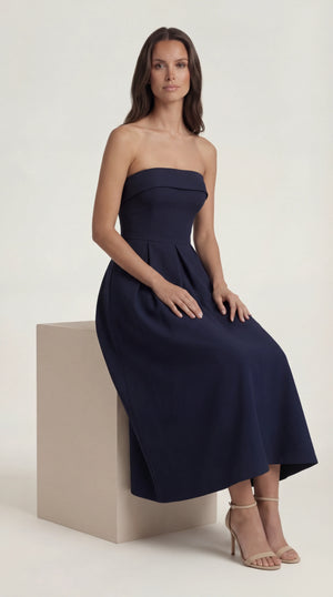 Wrap Maxi Dress Navy Femme Thea