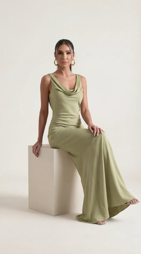 Satin Halter Maxi Dress Femme Nora