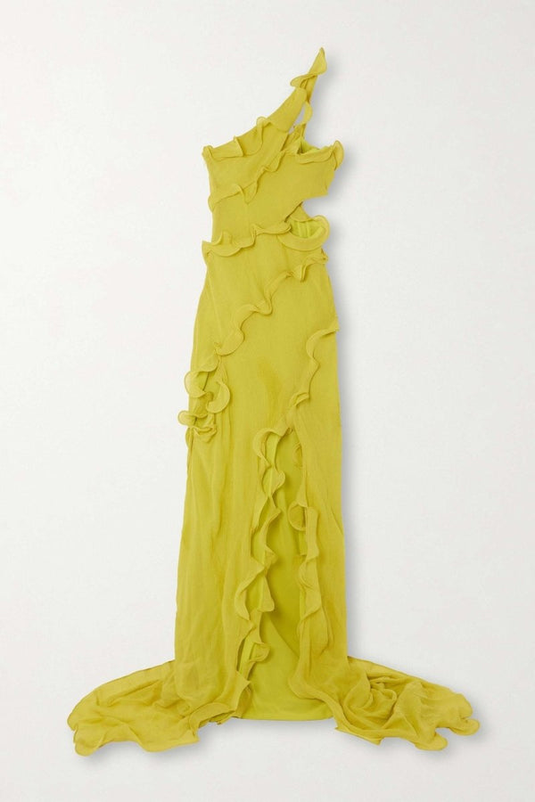 Valentina One-Shoulder Ruffle Maxi Dress