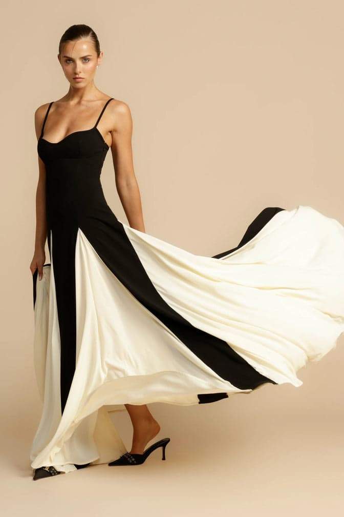 Allegra Color Block A-Line Maxi Dress