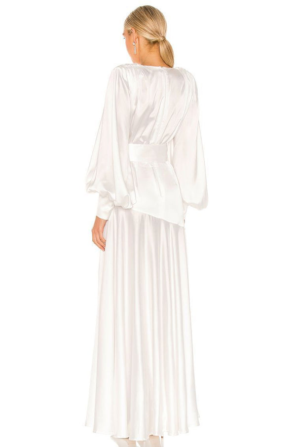 Seraphina Satin Belted Slit Maxi Dress