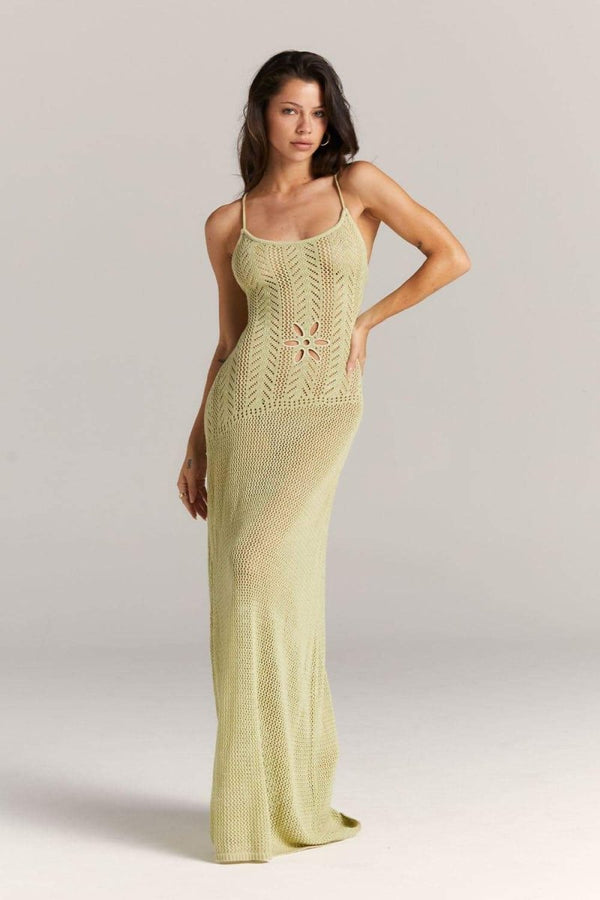 Floral Cut-out Crochet Maxi Dress