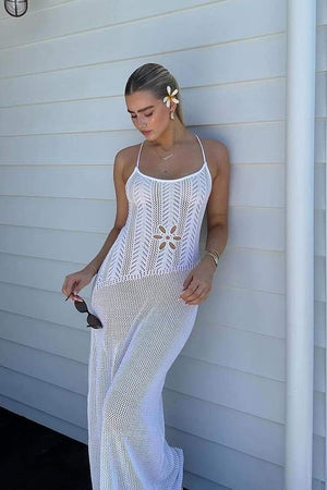 Floral Cut-out Crochet Maxi Dress