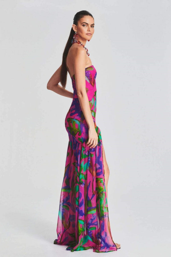 Aria Strapless Abstract Print Maxi Dress
