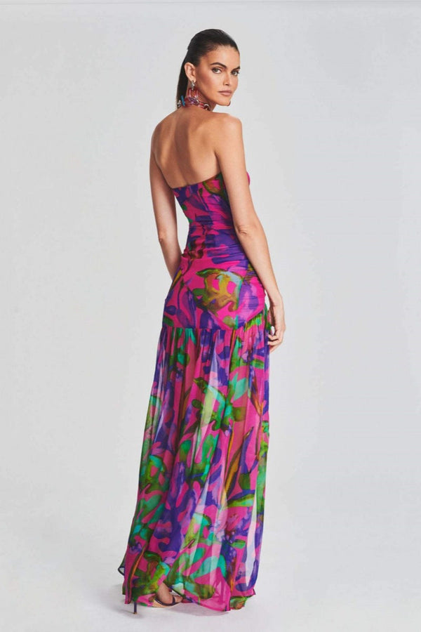 Aria Strapless Abstract Print Maxi Dress