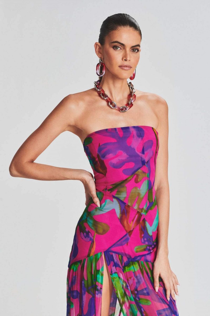 Aria Strapless Abstract Print Maxi Dress