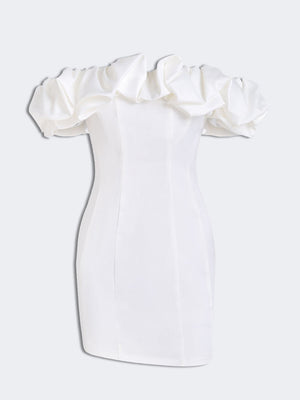 Vivienne Satin Rüschen-Minikleid, trägerlos