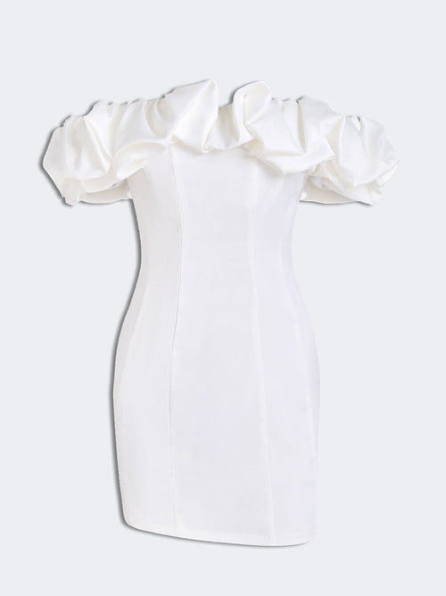 Vivienne Satin Rüschen-Minikleid, trägerlos