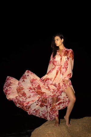 Elena Long Sleeve Floral Maxi Dress