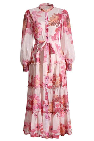Elena Long Sleeve Floral Maxi Dress
