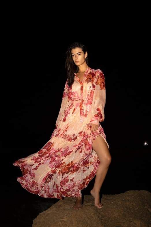 Elena Long Sleeve Floral Maxi Dress